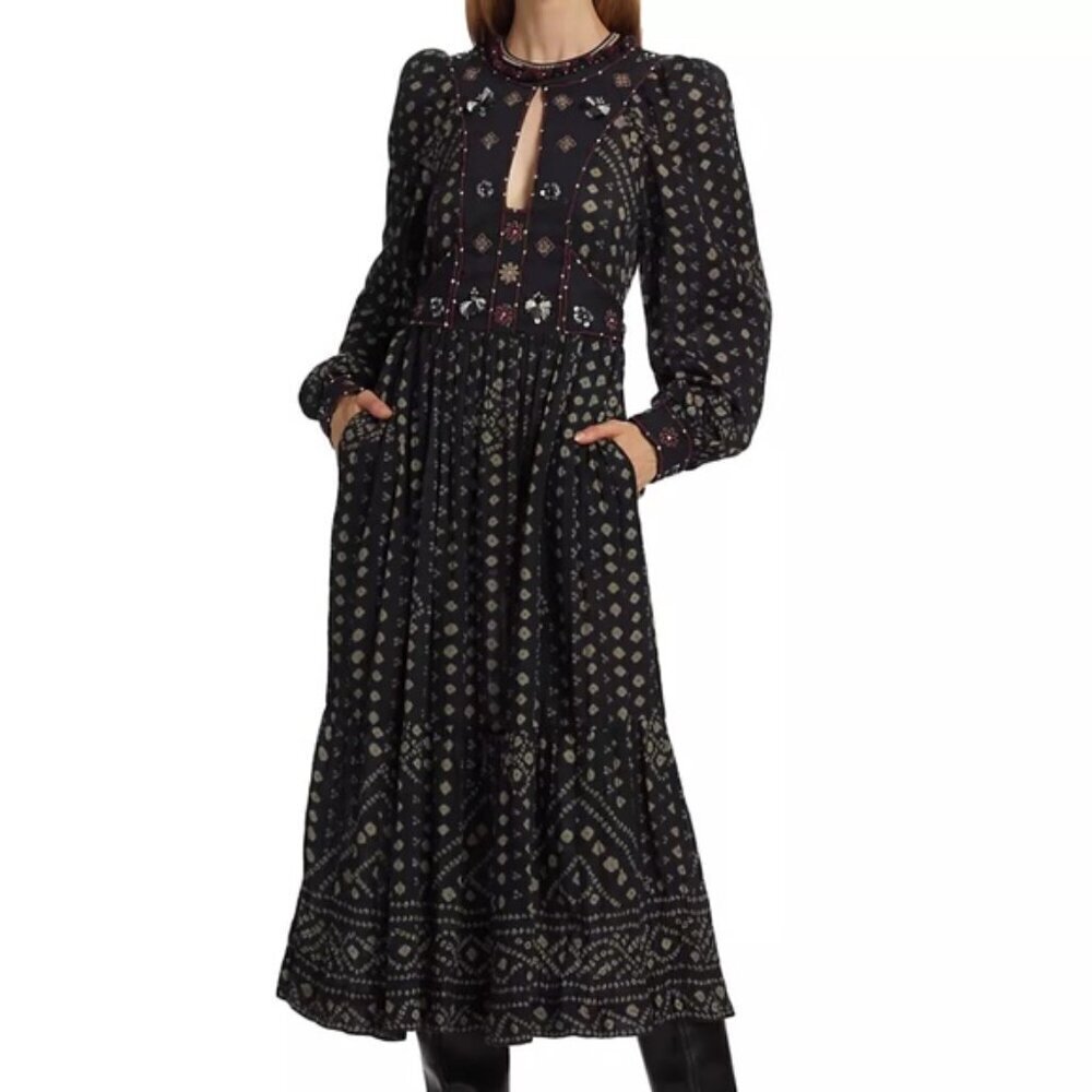Sea Maja Embroided Keyhole Midi-Dress